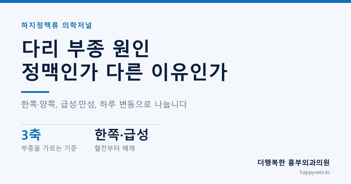 다리 부종 원인 정맥인가 다른 이유인가 — 한쪽·양쪽, 급성·만성, 하루 변동으로 나눕니다