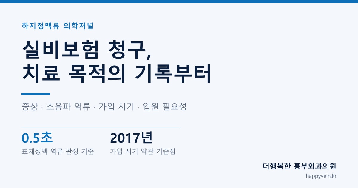 하지정맥류 실비보험 — 청구의 출발점은 치료 목적을 검사로 확인하는 진료