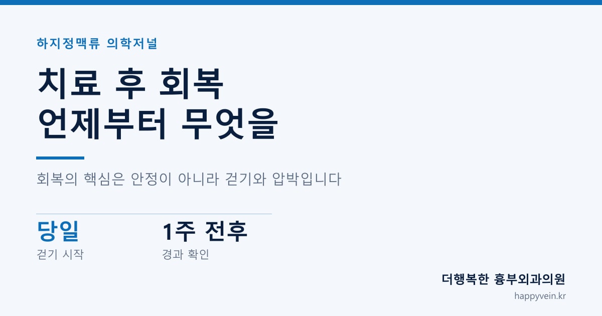 하지정맥류 치료 후 회복 — 언제부터 무엇을 할 수 있나