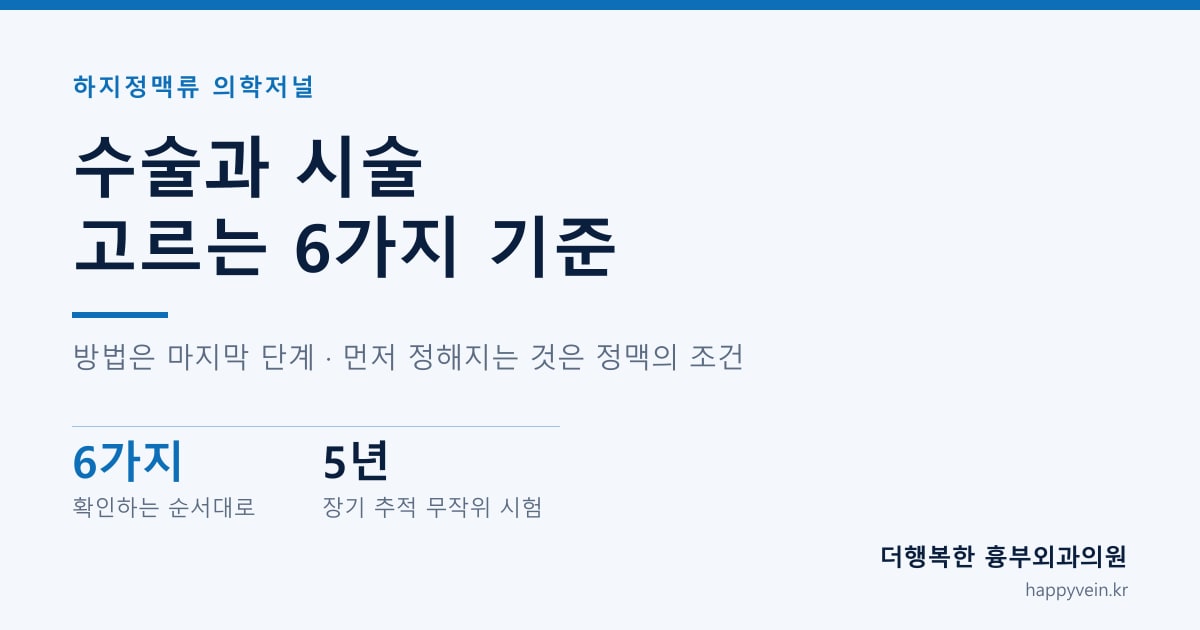 하지정맥류 치료방법 선택 기준 — 수술과 시술의 차이와 내 조건에 맞는 방법